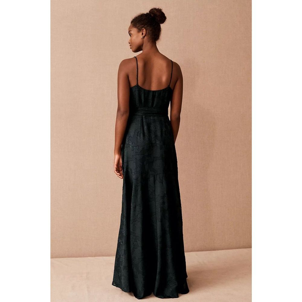 anthropologie black satin dress NWT ANTHROPOLOGIE BLACK PLUNGE SATIN MINI DRESS SIZE 6 main image 0